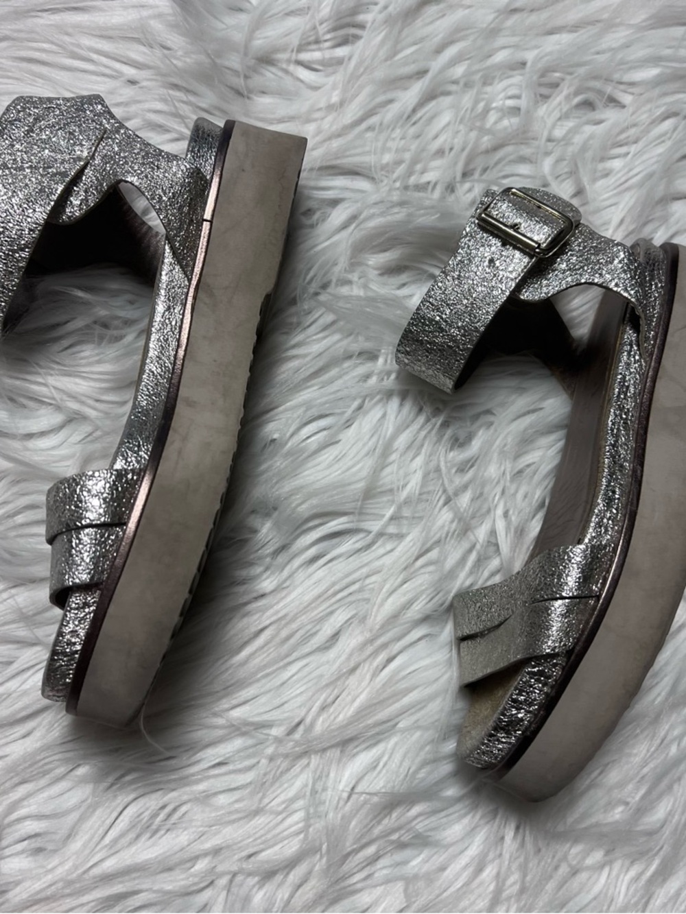 Agl Silver Metallic Platform Sandals